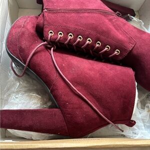Bonnibel Burgundy Lace Up Boots